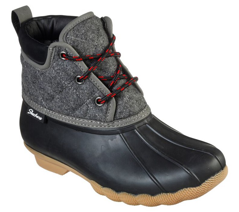 Skechers Pond - Lil Puddles - Womens Boots Black/Grey [AU-FM5119]